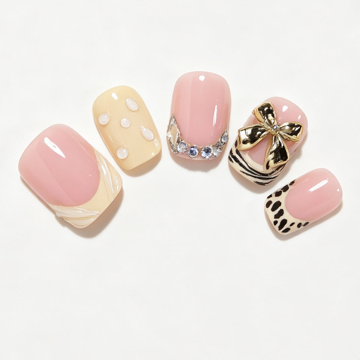 Artistic Press-On Nail Art Set with Decorative Accents Acalora