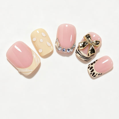 Artistic Press-On Nail Art Set with Decorative Accents Acalora