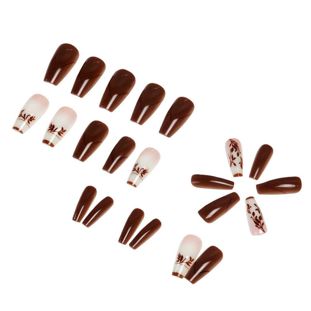 Elegant Artificial Nails with Filigree Leaf Patterns Acalora