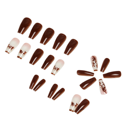 Elegant Artificial Nails with Filigree Leaf Patterns Acalora
