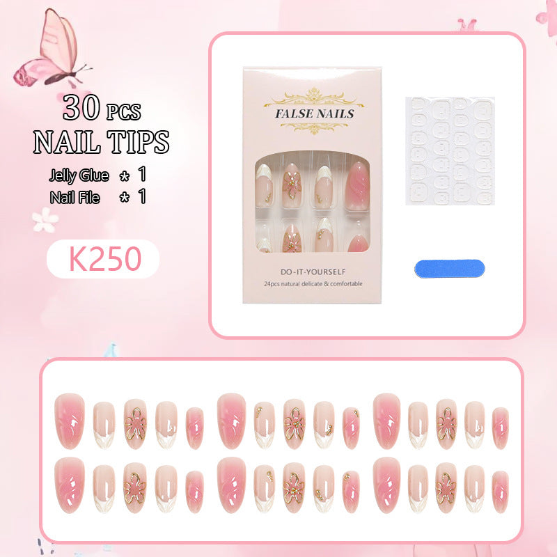 Nail set with elegant floral and glitter elements Acalora