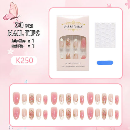 Nail set with elegant floral and glitter elements Acalora