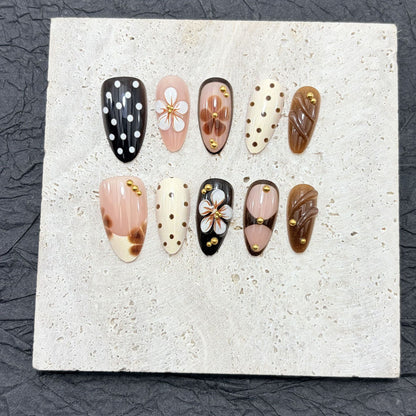Floral Design Press-On Nail Art Acalora