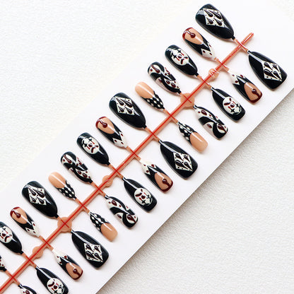 Artistic Press-On Nail Art Set with Intricate Patterns Acalora