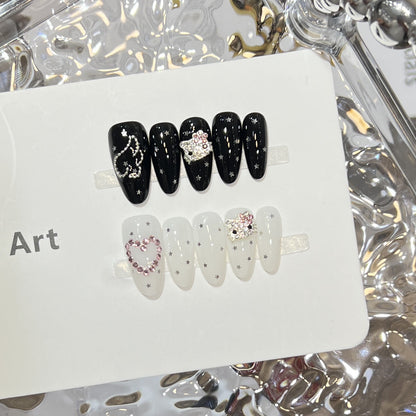 Elegant Stiletto Press-On Nail Set with Decorative Accents Acalora