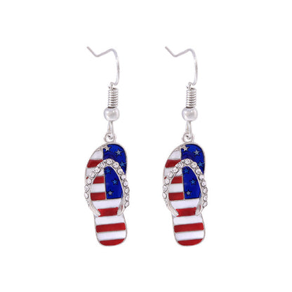 Women's lightweight star earrings with enamel flag design and fishhook Kalsten