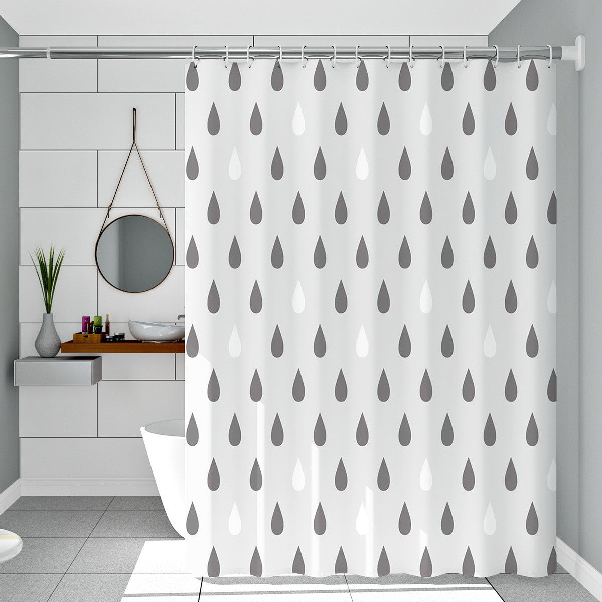 Modern Raindrop Pattern Shower Curtain
