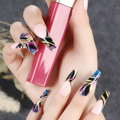Artificial nail tips with colorful abstract design Acalora