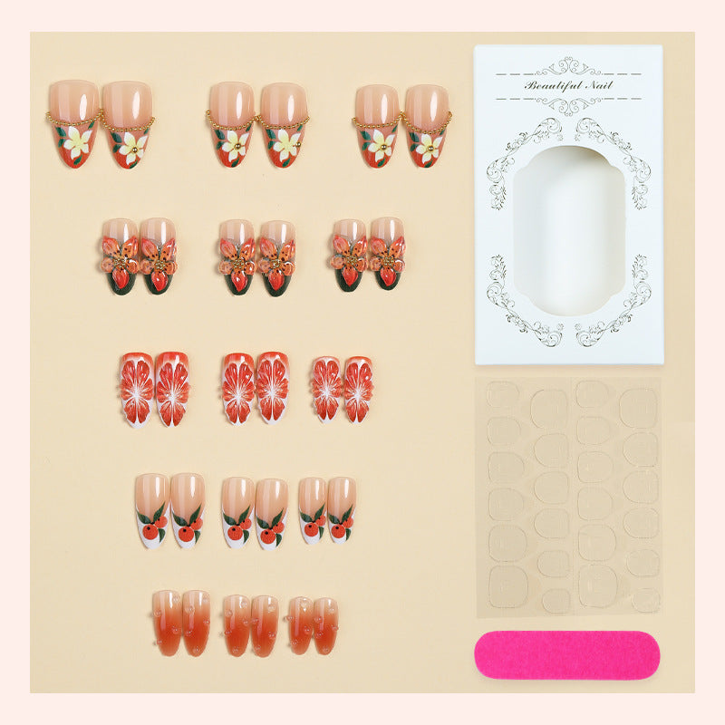 Floral Themed Press-On Nail Set Acalora
