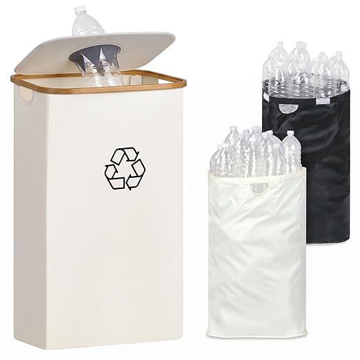 Elegant recycling bin with removable lid and compartments Acalora