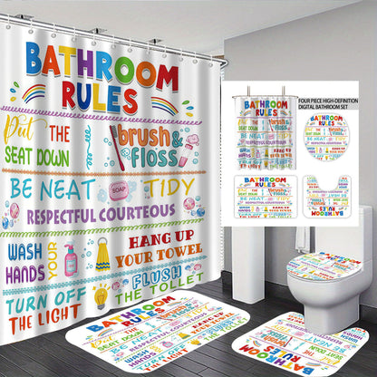 Bathroom Rules Digital Bathroom Décor Set