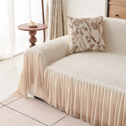 Elegant Sofa Cover with Ruffled Design