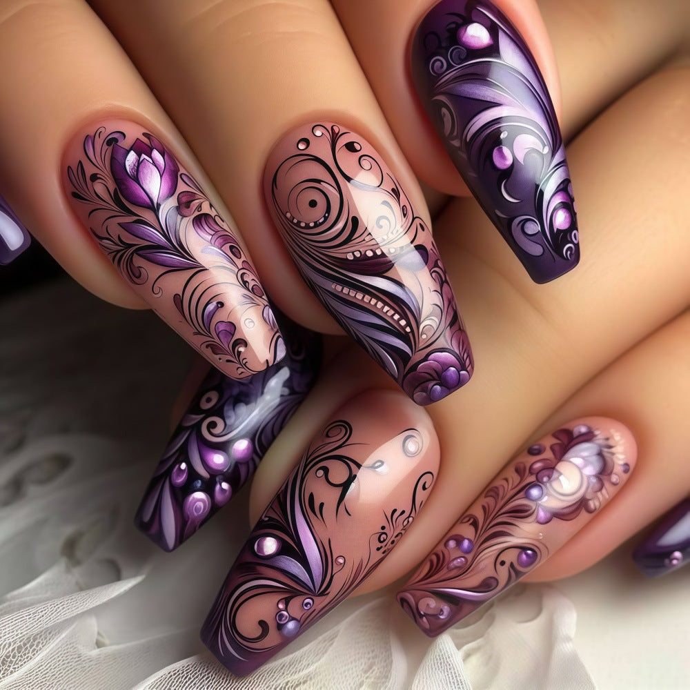 Artificial nails with floral patterns Acalora