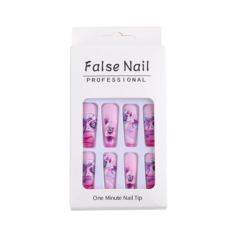 Artistic Nail Tips with Floral Design Acalora