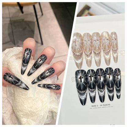 Artistic Stiletto Press-On Nail Set with Charming Patterns Acalora