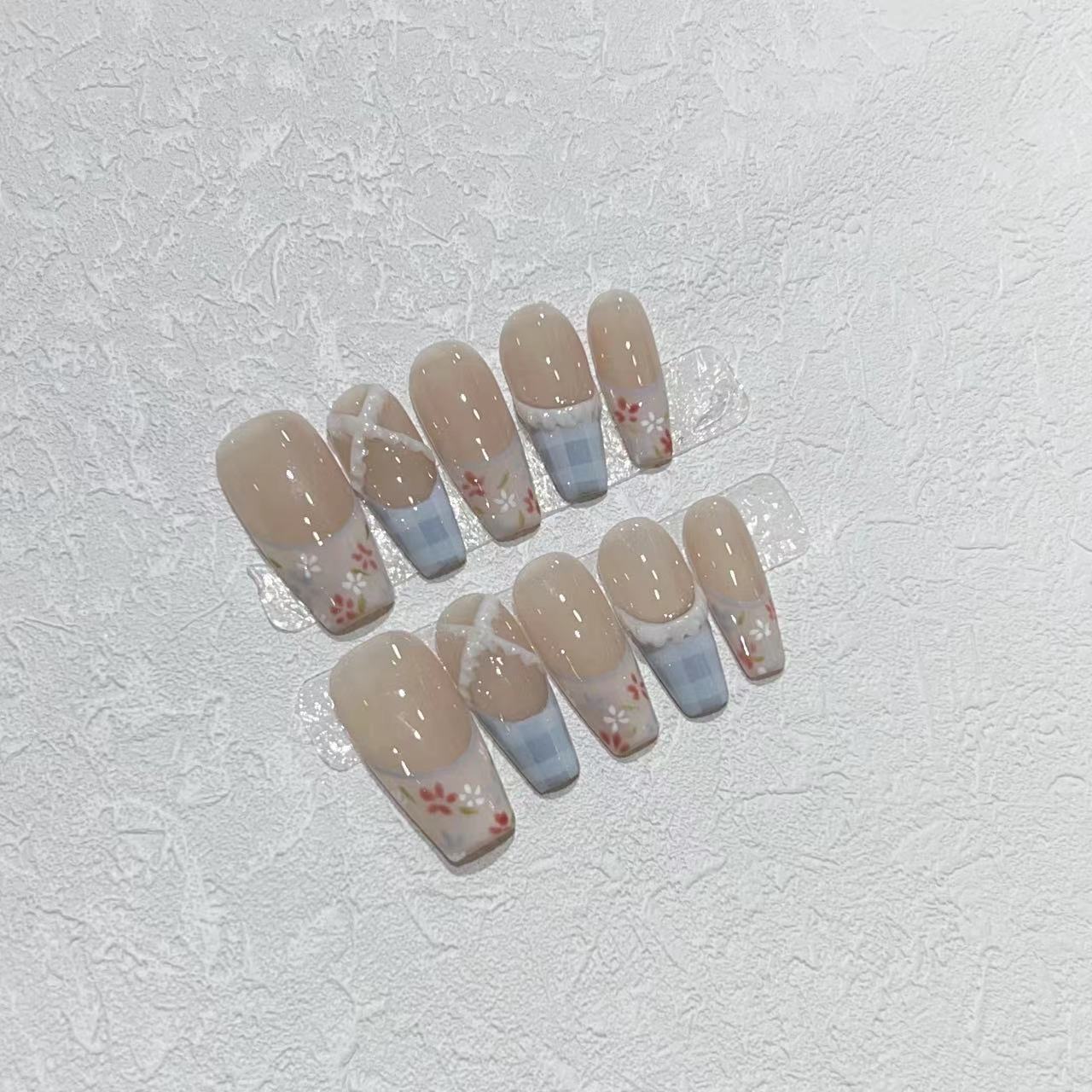 Floral Design Acrylic Press-On Nail Set Acalora