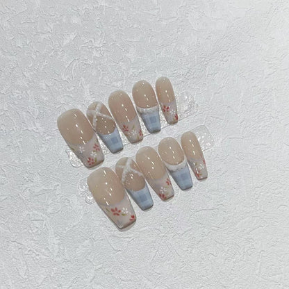 Floral Design Acrylic Press-On Nail Set Acalora