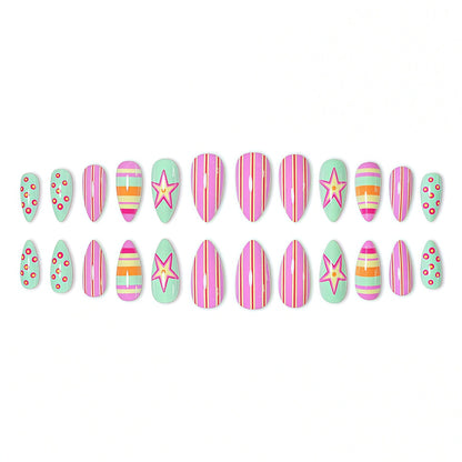 Vibrant Patterned Nail Art Extensions Acalora