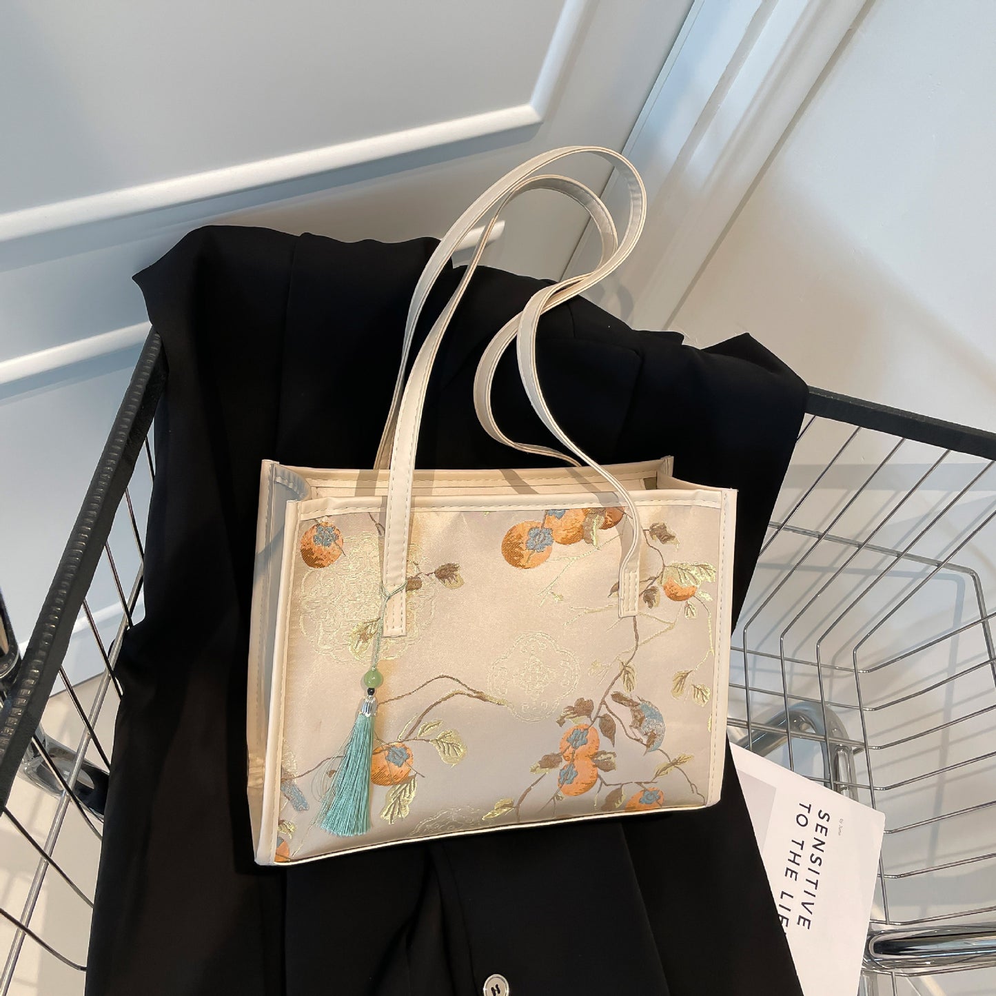 Embroidered Butterfly Pattern Handbag Acalora