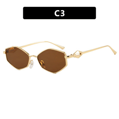 Women's geometric sunglasses with protective UV filter and high-end metal frame Karnz