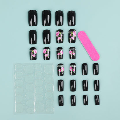 Artificial Nail Set with Elegant Rose Design Acalora