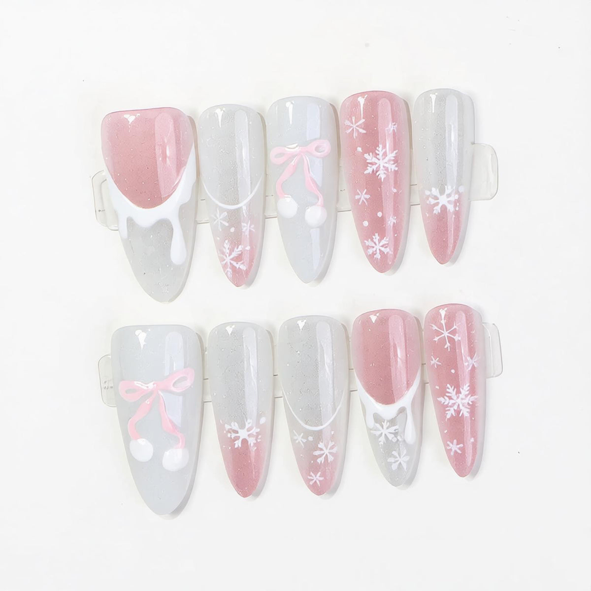 Artistic Press-On Nail Art Set with Seasonal Decor Acalora