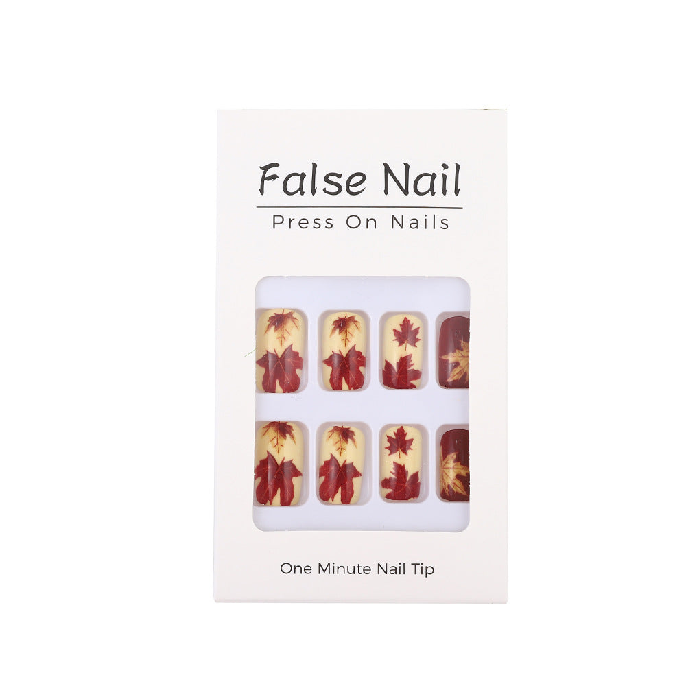 Artificial Nail Set with autumn leaves and various designs Acalora