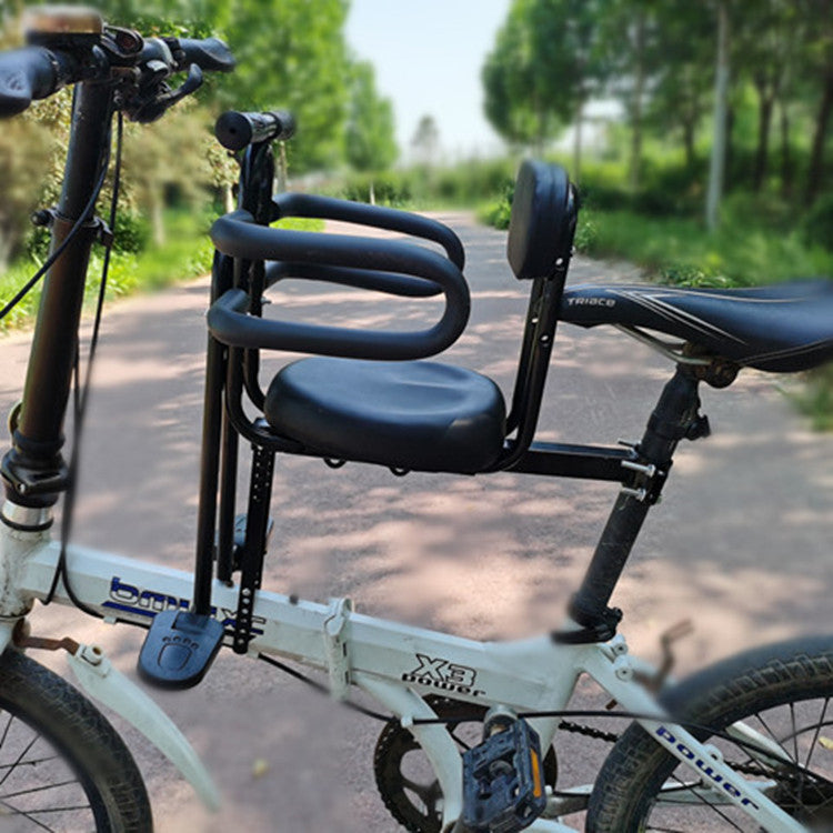 front-mounted padded toddler bike passenger seat with safety ring and adjustable universal bracket Bowlift