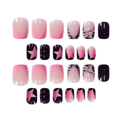 Artistic Press-On Nail Set with Star and Glitter Accents Acalora