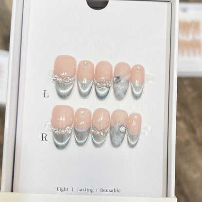 Elegant Reusable French Tip Press-On Nail Set Acalora