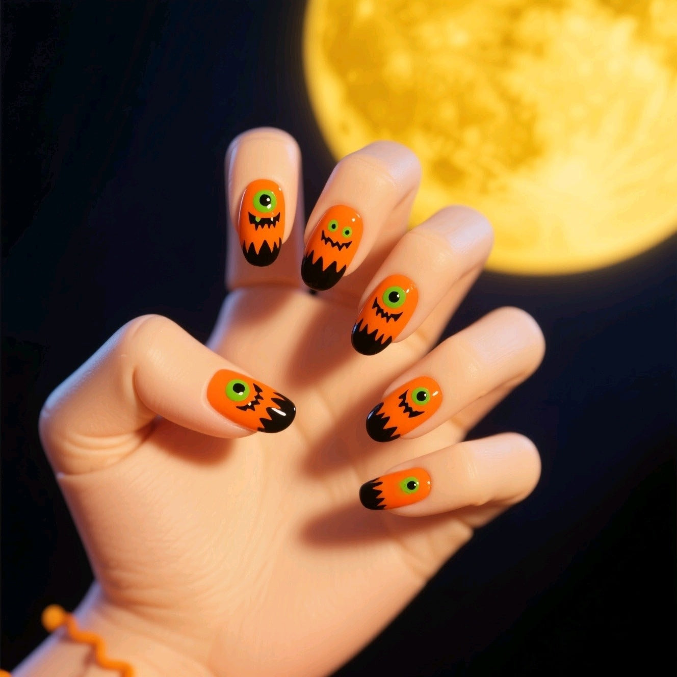 Artificial nails with creepy skull design Acalora