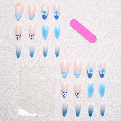 Elegant Artificial Nails with Maritime Design Acalora