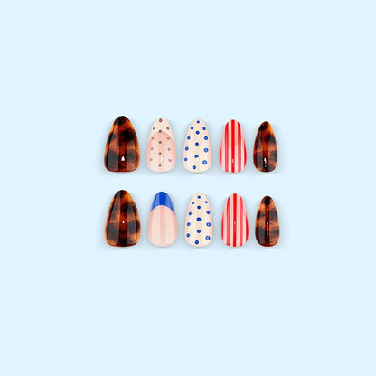 Artificial nails with modern dot and stripe design Acalora