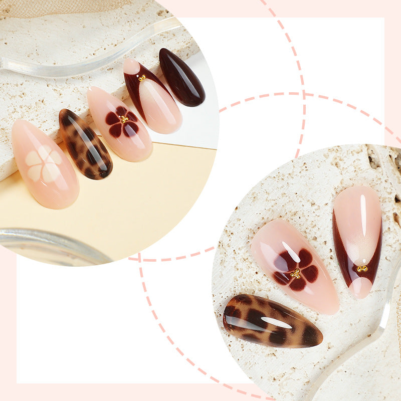 Artistic Press-On Nail Kit with Floral and Animal Prints Acalora