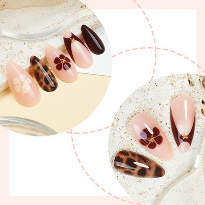 Artistic Press-On Nail Kit with Floral and Animal Prints Acalora