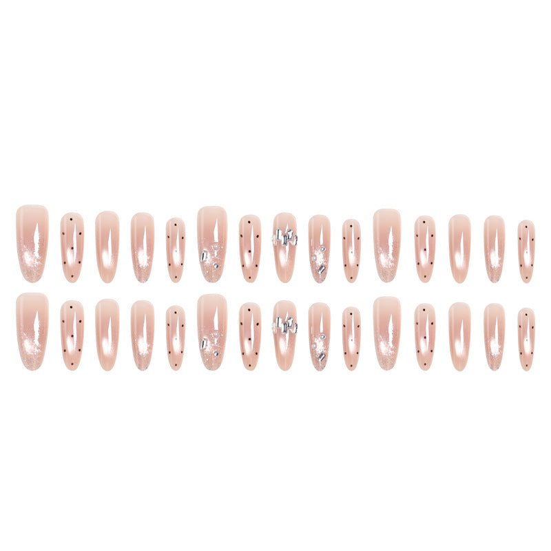 Artificial nail set with sparkling glitter and elegant jewelry details Acalora