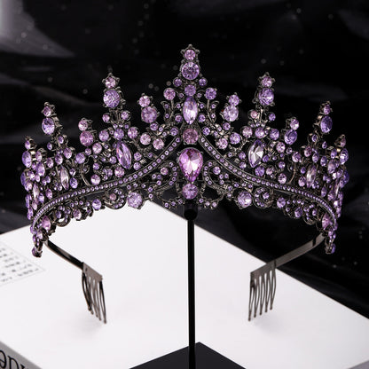 Ladies Opulent Tiara with Black Crystal Detailing Bowlift