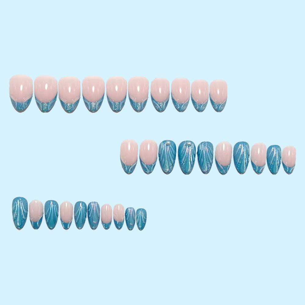 Artificial nails with glitter and wave design Acalora
