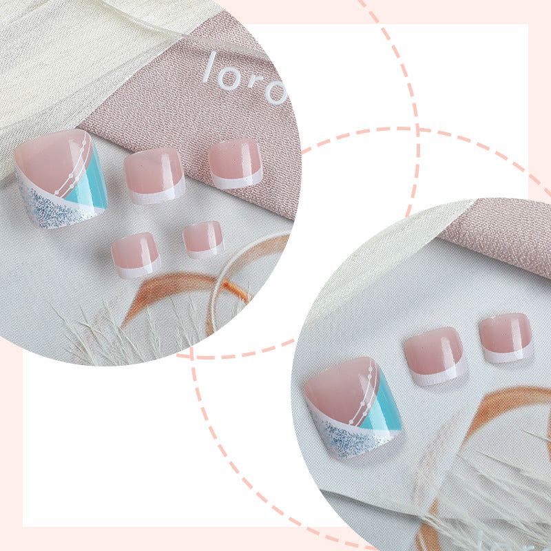 Stylish Gel Press-On Nail Set with Geometric Design Acalora