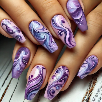 Artificial nails with elegant marble design Acalora
