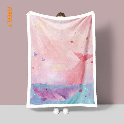 Unisex Artistic Whale-Themed Throw Blanket