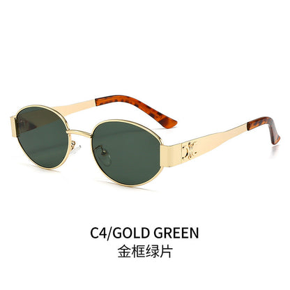 Women's designer sunglasses with elegant oval frame and unique accents Bowlift