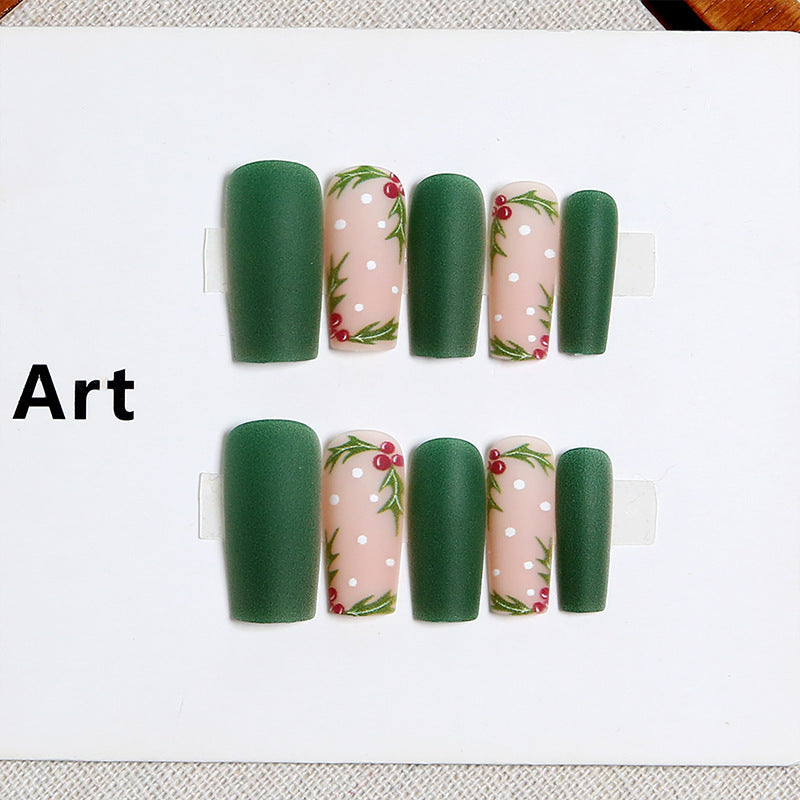 Acrylic nail set with festive Christmas design and elegant 3D embellishments Acalora