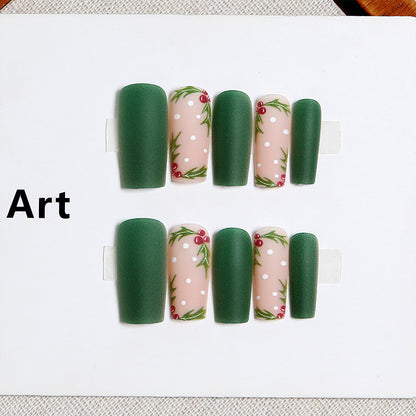 Acrylic nail set with festive Christmas design and elegant 3D embellishments Acalora