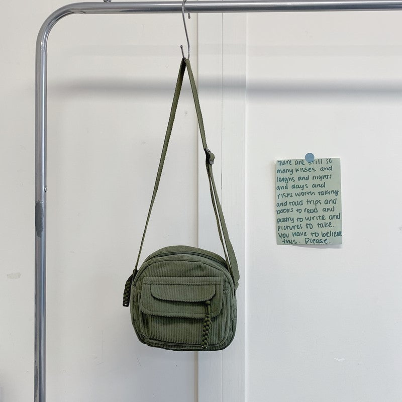 Compact Corduroy Crossbody Bag Acalora