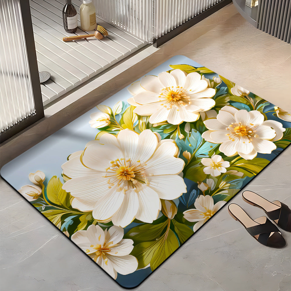 Floral-Themed Plush Bath Mat