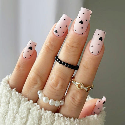 Chic Heart Pattern Press-On Nails Acalora