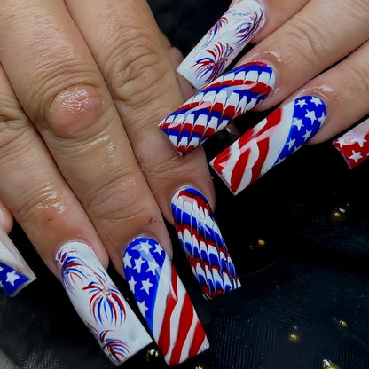 Artificial nails with patriotic patterns Acalora