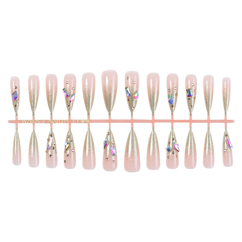 Stiletto Shaped Press-On Nail Set with Glitter Accent Acalora