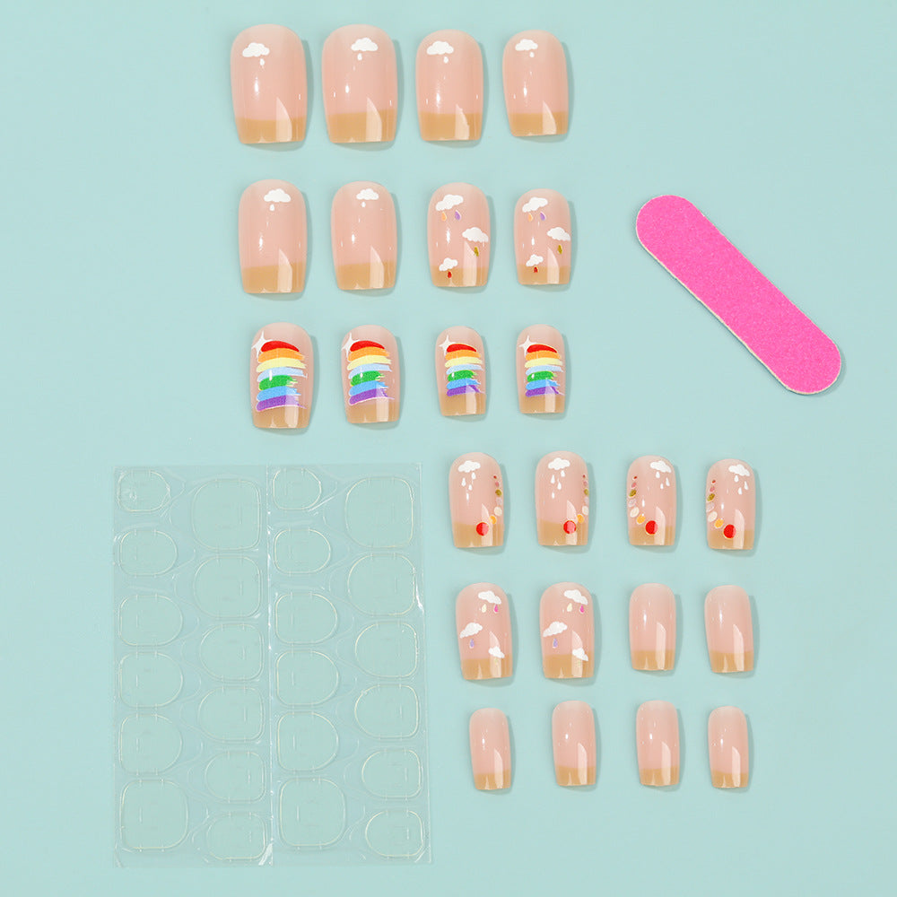 Creative Nail Art Set with Rainbow and Cloud Designs Acalora
